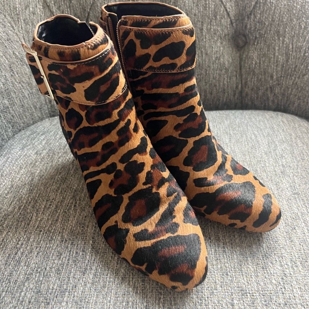 Sole Society Animal Print Ankle Booties Size 8